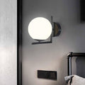 Simple Sphere Glass Lampshade Wall Light Ball LED E27 Wall Lamp Creative Metal round for Bedroom Living Room Kitchen Study Aisle Dining Room Bathroom Corridor Restaurant Bedside Hallway (Black)